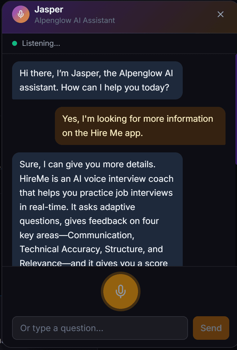 Custom GlowVoice website assistant