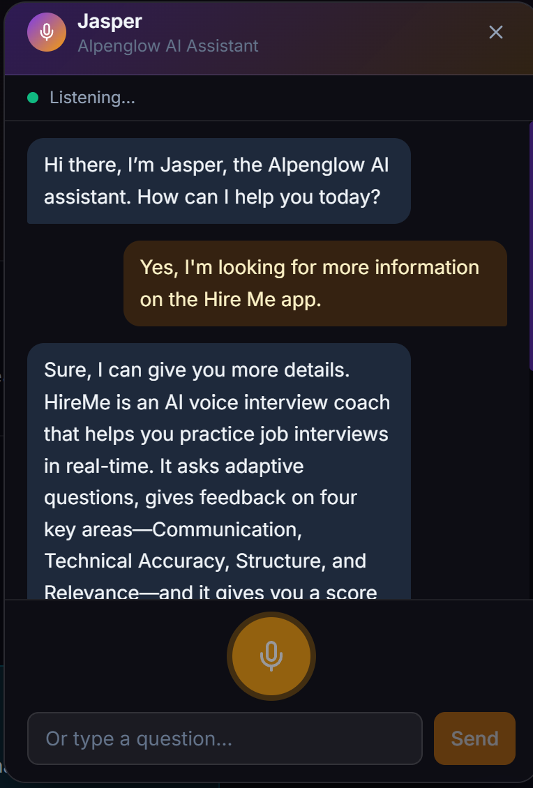 Custom GlowVoice website assistant