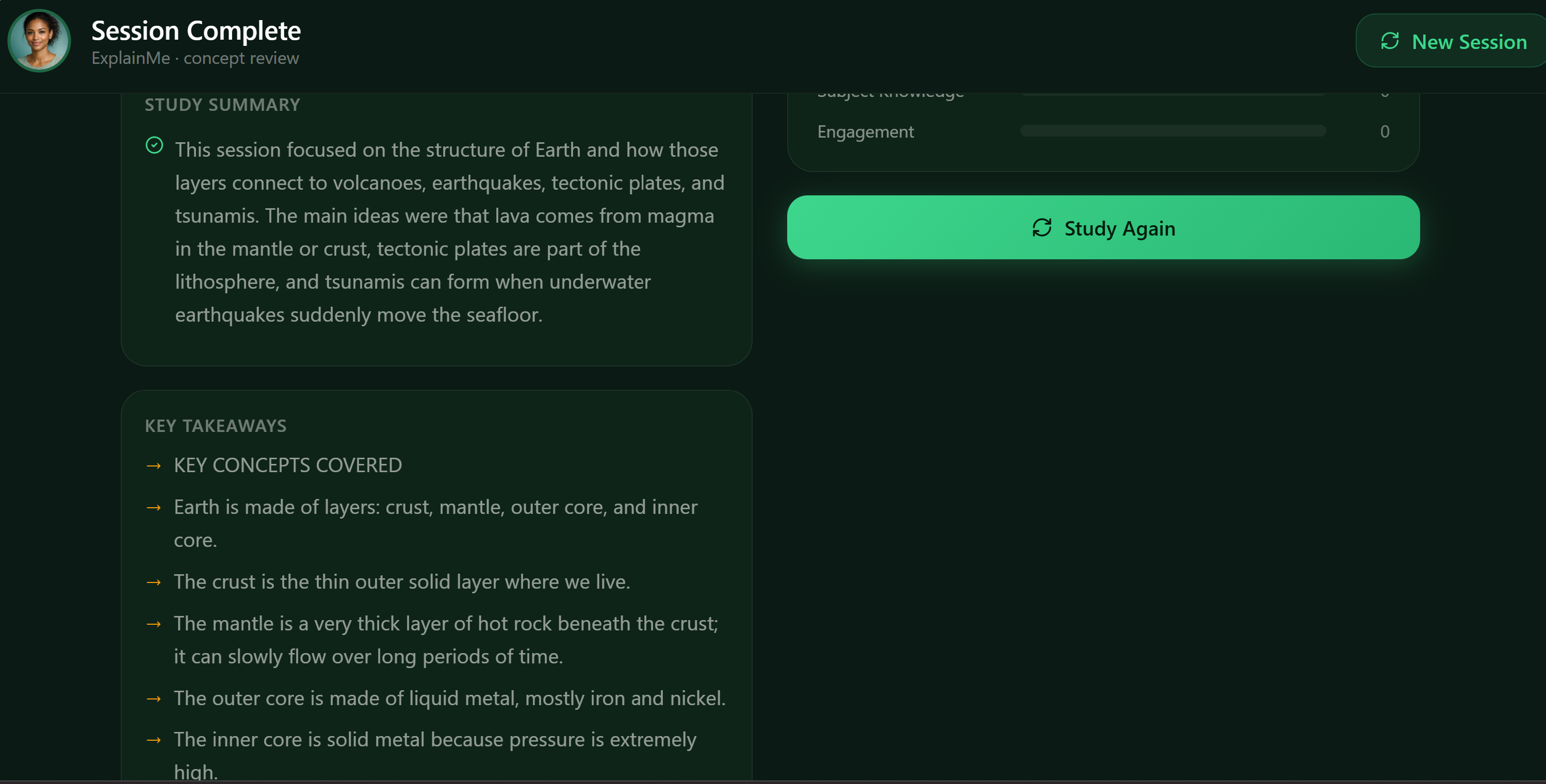 Session summary — vocabulary, concepts, and next steps